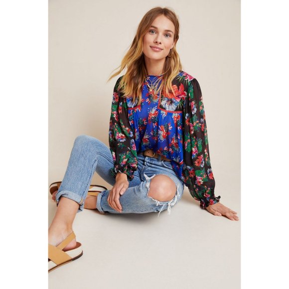 Anthropologie Floral Miranda Puff-Sleeve Peasant - Picture 3 of 8